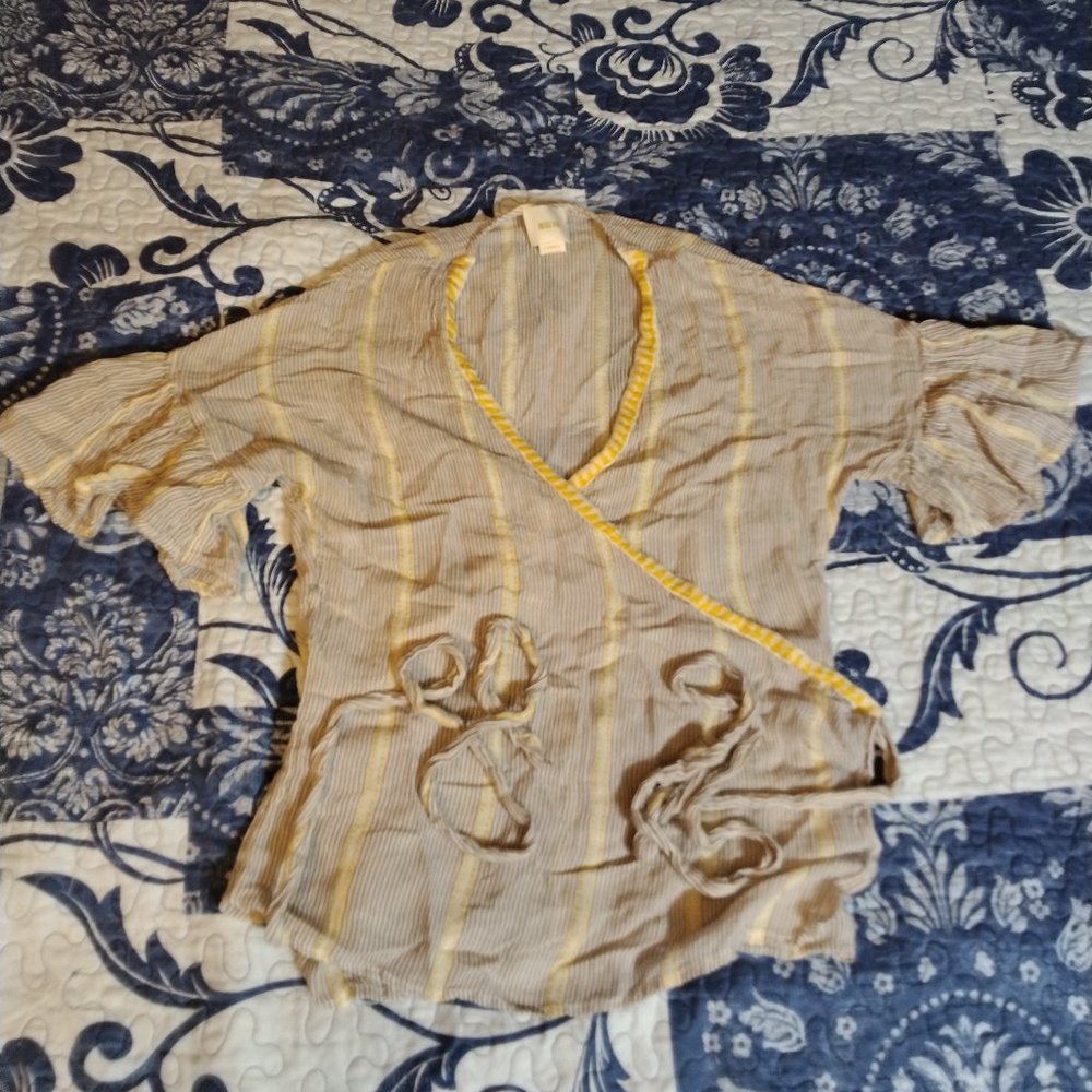 Maeve, tie-waste, flutter sleeve blouse